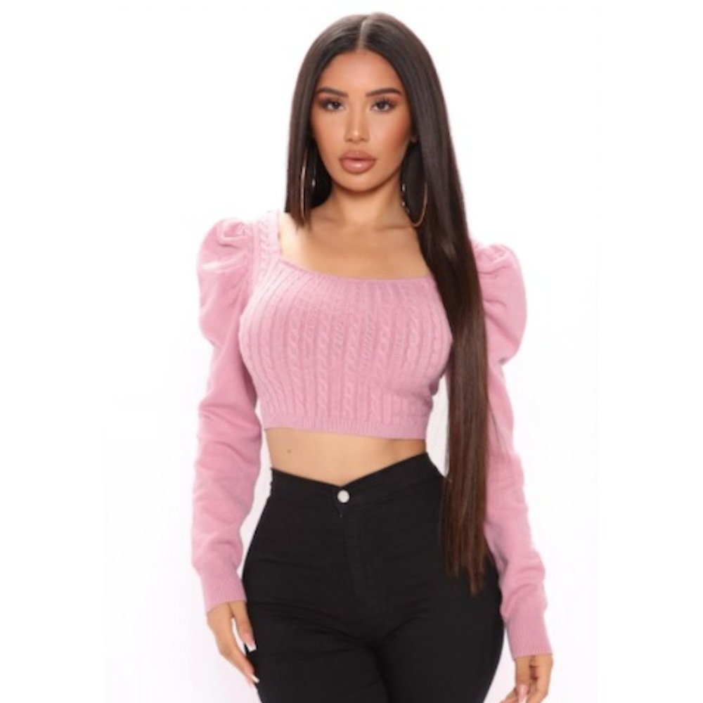 NWT Fashion Nova Lexi Cropped Cable Knit Top